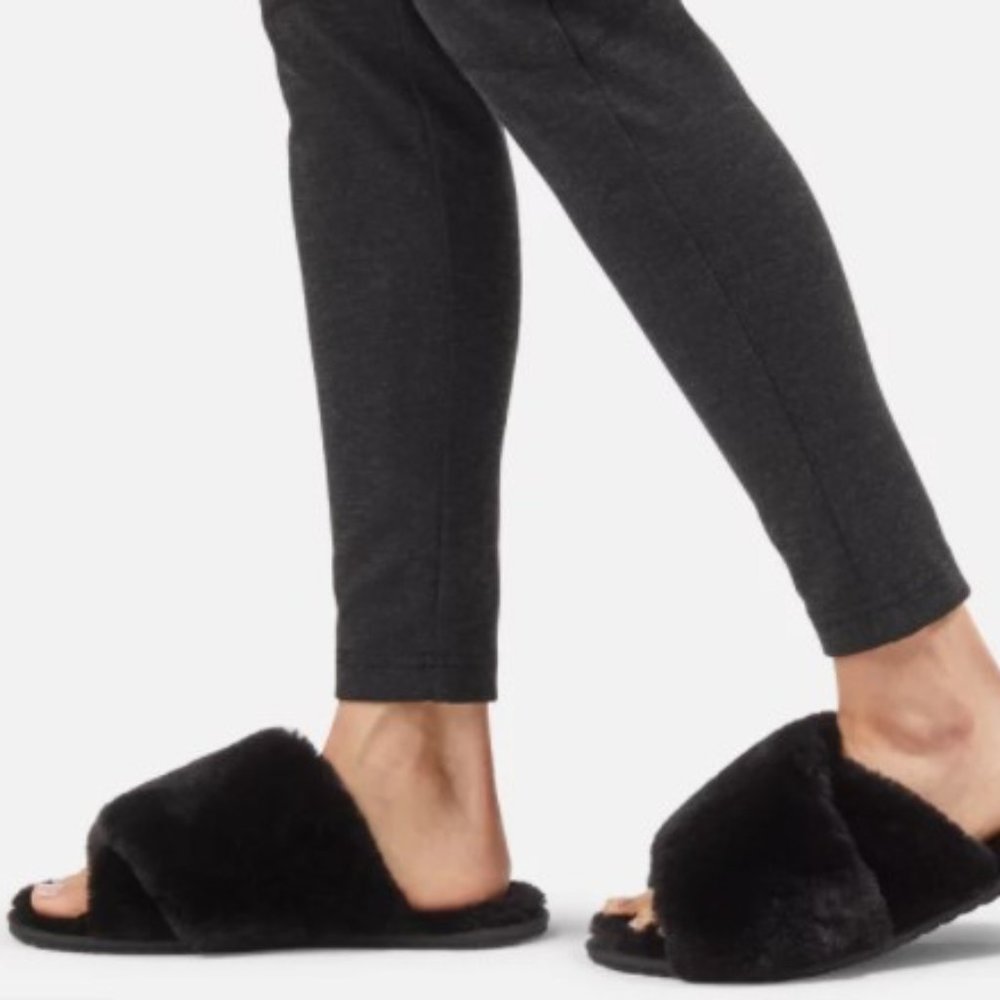 Sorel Go Mail Run Faux Fur Slide Slipper in Black, NEW